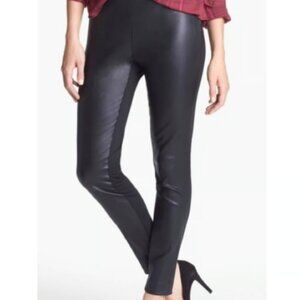 Halogen Sz. M Faux Leather Knit Zip Black Leggings  EUC